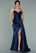 Атласное Платье Русалка Для Вечера Темно-синий ABU1894