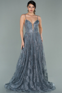 Длинное Чешуйчатое Вечернее Платье Серый ABU2122