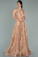 Длинное Чешуйчатое Вечернее Платье Золотой ABU2122