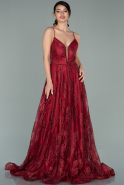 Длинное Чешуйчатое Вечернее Платье Бордовый ABU2122
