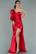 Длинное Атласное Вечернее Платье красный ABU2118