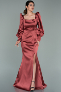 Длинное Атласное Вечернее Платье Цвет корицы ABU2120