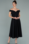 Миди Вечернее Платье Большого Размера Черный ABK1221
