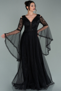 Длинное Вечернее Платье Черный ABU2128