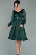 Миди Пригласительное Платье Изумрудно-зеленый ABK1227
