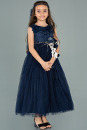 Длинное Девичье Платье Темно-синий ABU1235