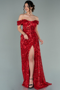 Длинное Чешуйчатое Вечернее Платье красный ABU2144