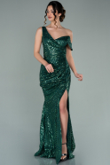Длинное Вечернее Платье Изумрудно-зеленый ABU2151