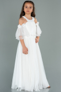 Длинное Девичье Платье Белый ABU1246