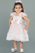 Длинное Девичье Платье Пыльно-розовый ABU1250