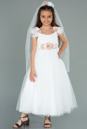 Длинное Девичье Платье Белый ABU2155
