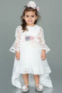Детское Кружевное Платье Асимметричного Кроя Белый ABO082