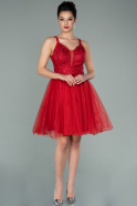 Короткое Кружевное Вечернее Платье красный ABK1231
