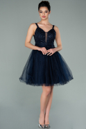 Короткое Кружевное Вечернее Платье Темно-синий ABK1231