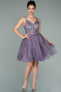 Короткое Кружевное Вечернее Платье Лиловый ABK1231