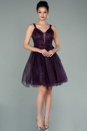 Короткое Кружевное Вечернее Платье Пурпурный ABK1231