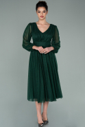 Миди Пригласительное Платье Изумрудно-зеленый ABK1232