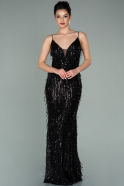 Длинное Чешуйчатое Вечернее Платье Черный ABU2159