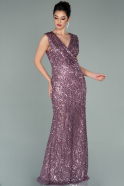 Длинное Чешуйчатое Вечернее Платье Лавандовый ABU2142