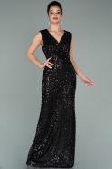 Длинное Чешуйчатое Вечернее Платье Черный ABU2142