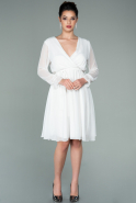 Короткое Шифоновое Платье Белый ABK1234