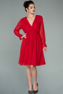 Короткое Шифоновое Платье красный ABK1234