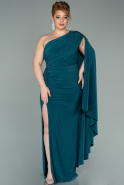 Длинное Свободное Вечернее Платье Изумрудно-зеленый ABU2123
