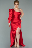 Большое Атласное Платье красный ABU2124