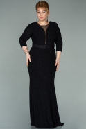 Длинное Свободное Вечернее Платье Черный ABU2161