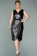 Миди Вечернее Платье Большого Размера Черный-Антрацитовый ABK1249