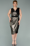 Миди Вечернее Платье Большого Размера Черный-Золотой ABK1249