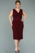 Миди Вечернее Платье Большого Размера Бордовый ABK1250