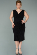 Миди Вечернее Платье Большого Размера Черный ABK1250