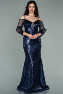 Длинное Платье Русалка С Чешуей Темно-синий ABU2168