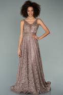 Длинное Кружевное Вечернее Платье Медный ABU1741