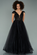 Длинное Вечернее Платье Черный ABU2182