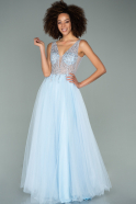 Длинное Вечернее Платье Светло-синий ABU2185