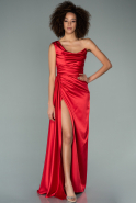 Длинное Атласное Выпускное Платье красный ABU2173