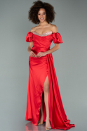 Длинное Атласное Вечернее Платье красный ABU2135