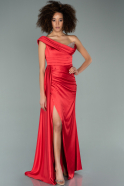 Длинное Атласное Вечернее Платье красный ABU2114