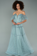 Длинное Вечернее Платье Из Кружева Мятный ABU2187