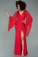 Длинное Атласное Вечернее Платье красный ABU2195