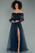 Длинное Помолвочное Платье Темно-синий ABU1468