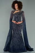 Особенное Длинное Свадебное Платье Темно-синий ABU2193