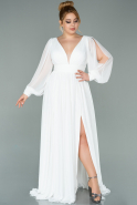 Большое Шифоновое Вечернее Платье Белый ABU1988