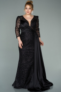 Длинное Вечернее Платье Черный ABU2197