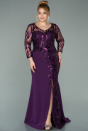 Длинное Шифоновое Вечернее Платье Пурпурный ABU2199