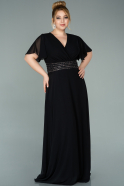 Длинное Шифоновое Вечернее Платье Черный ABU2179