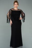 Длинное Шифоновое Вечернее Платье Черный ABU2119