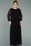 Большое Шифоновое Вечернее Платье Черный ABU2206